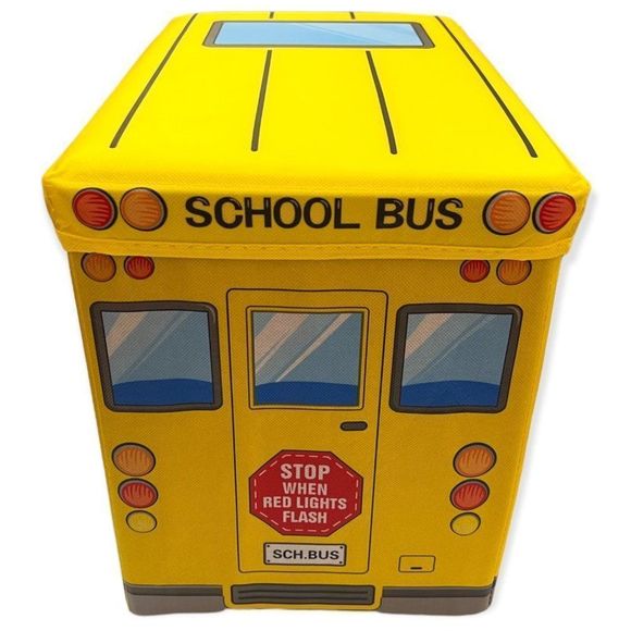 Portable Foldable Storage Box, Organizer, Stool, Car Model, Bus Shape School Bus - Picture 6 of 16